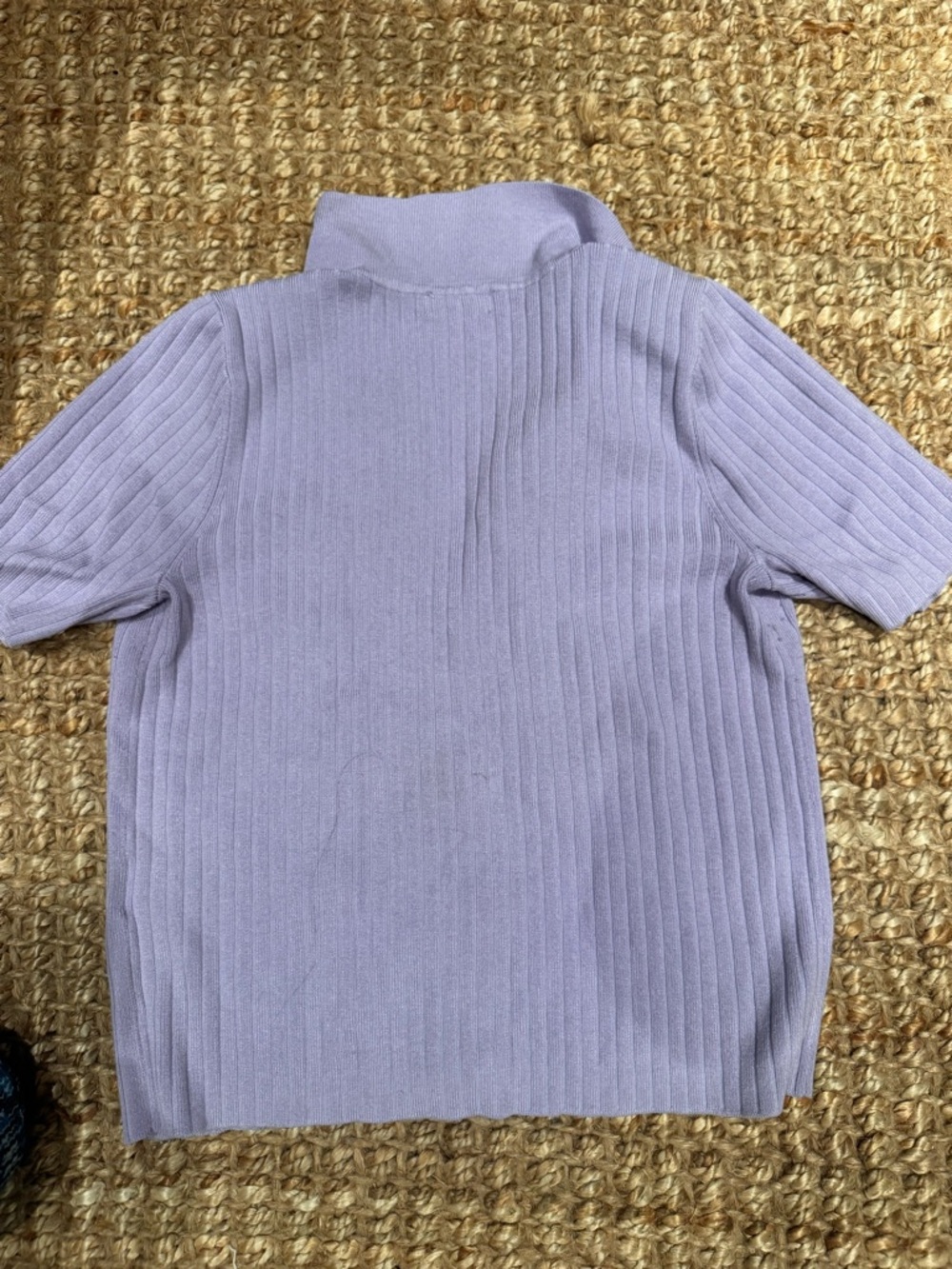 Light Lavender Ribbed Button-Up Polo Top - Picture 3 of 3